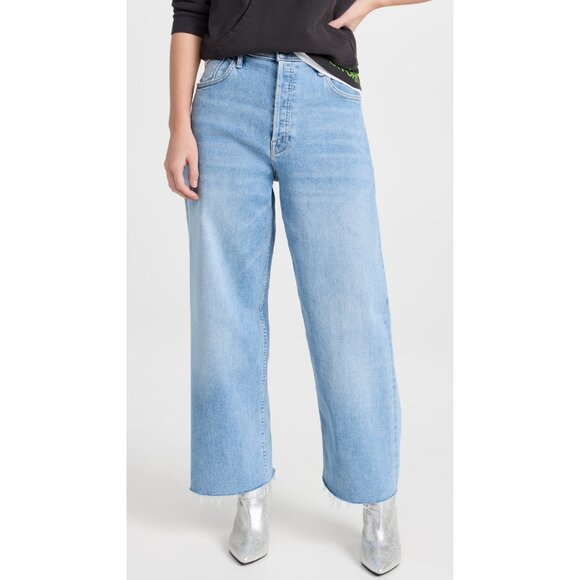 NWT Mother High Waisted Spinner Ankle Fray in The Blink Of An Eye Jeans 29